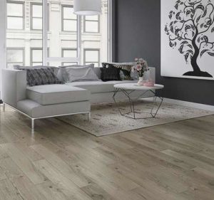 Narrow engineered wood flooring in living room